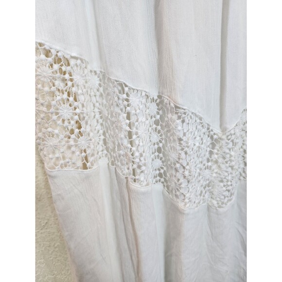 Maurices Dress Womens Large White Rayon Gauze Crochet Lace Maxi Boho NWT - Picture 2 of 8